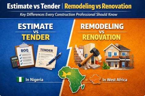Estimate vs Tender Explained | Remodeling vs Renovation Explained : A global construction explainer with real-world applications in Nigeria and West Africa.